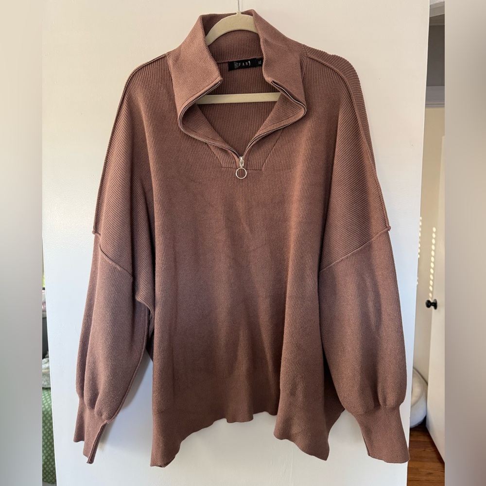 Elegant Brown Cowl Neck Sweater